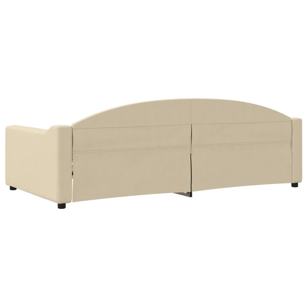 Slaapbank 100x200 cm stof crèmekleurig Complete Set Gordijnen