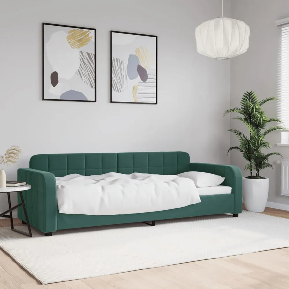 Slaapbank 80x200 cm fluweel donkergroen - Universeel Pasmodel