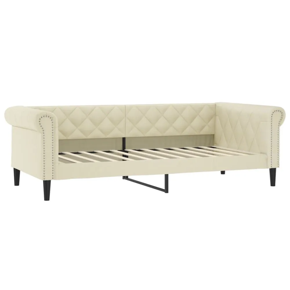 Slaapbank 80x200 cm kunstleer crèmekleurig met Geïntegreerde USB