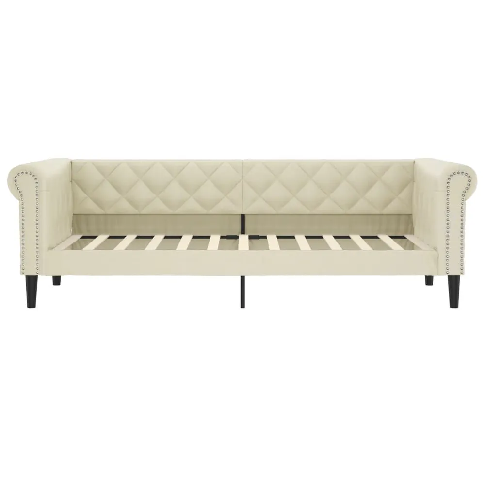 Slaapbank 80x200 cm kunstleer crèmekleurig met Geïntegreerde USB