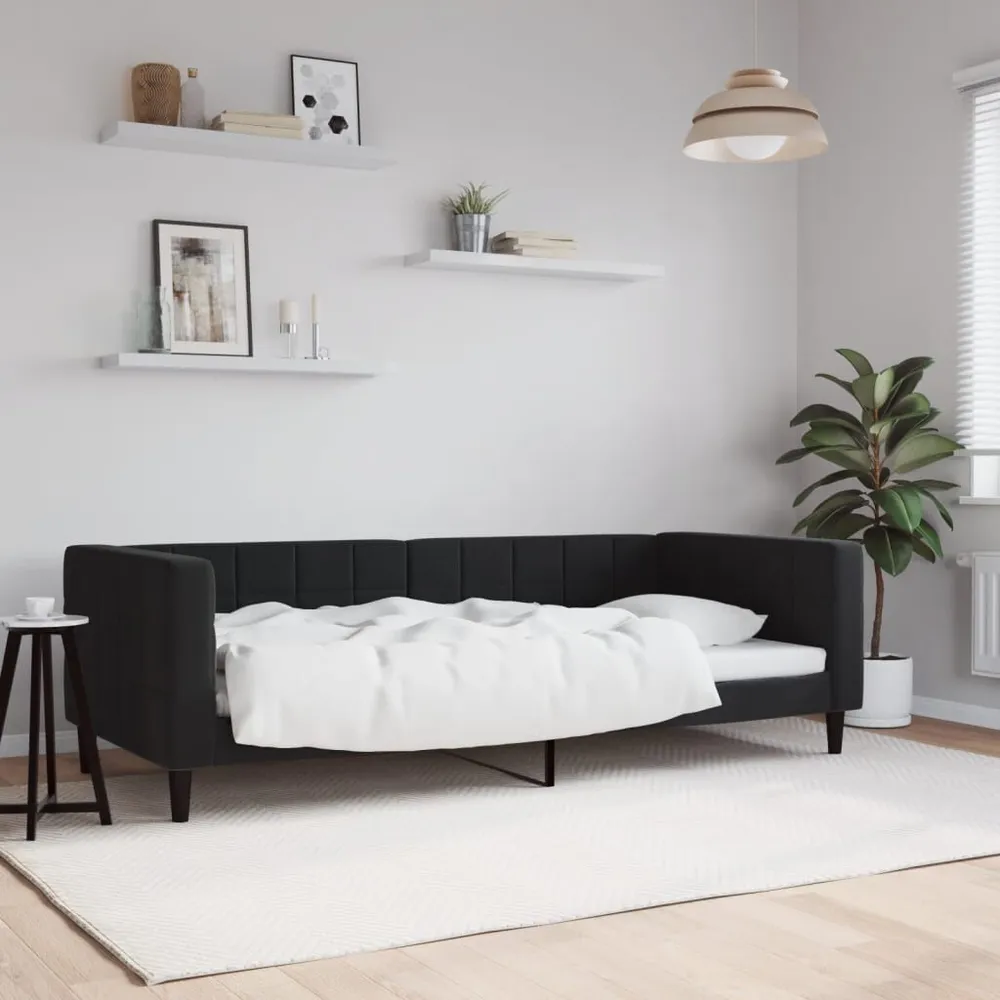 Slaapbank 90x200 cm fluweel zwart met Klittenband Bevestiging