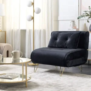 Slaapbank fluweel zwart VESTFOLD Easy Clean Oppervlak