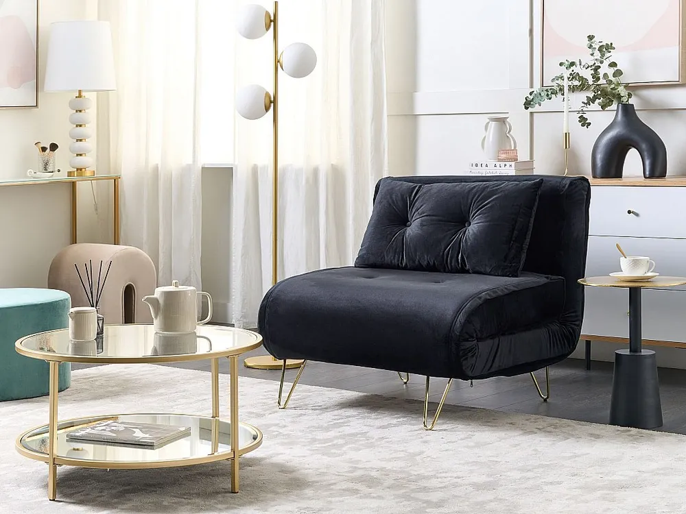 Slaapbank fluweel zwart VESTFOLD Easy Clean Oppervlak