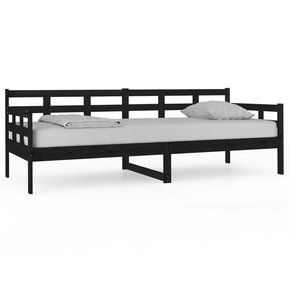 Slaapbank massief grenenhout zwart 80x200 cm