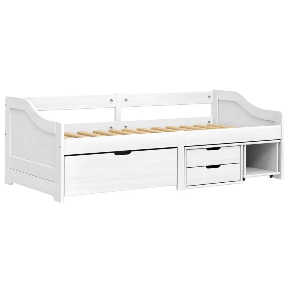 Slaapbank met 3 lades IRUN 90x200 cm massief grenenhout wit
