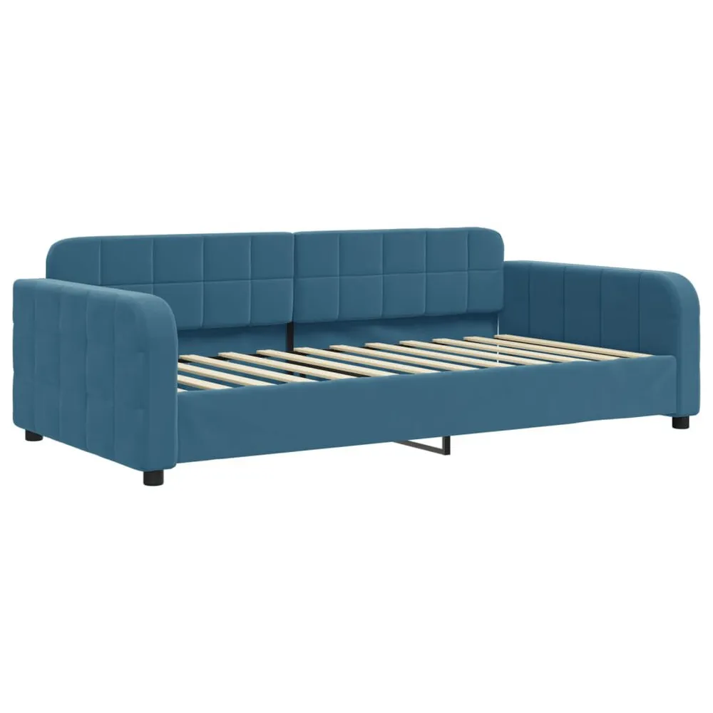 Slaapbank met matras 100x200 cm fluweel blauw
