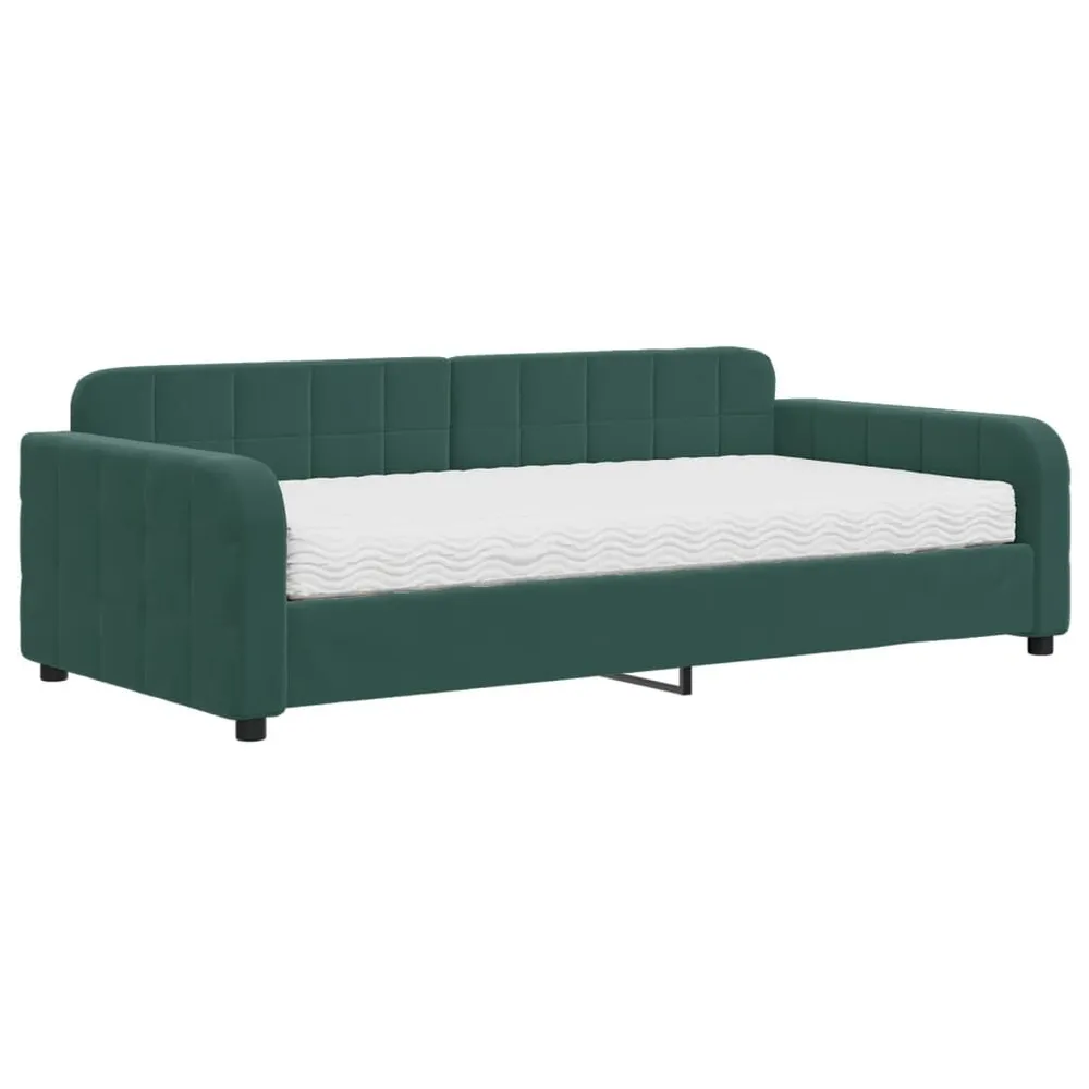 Slaapbank met matras 100x200 cm fluweel donkergroen