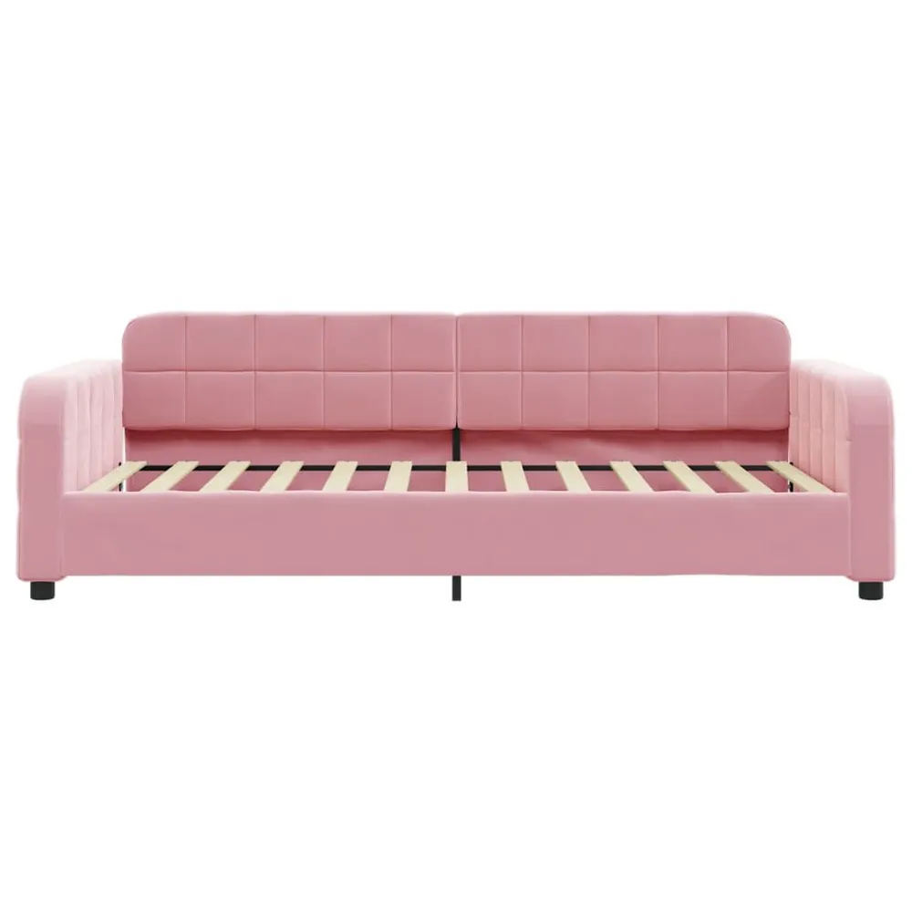 Slaapbank met matras 100x200 cm fluweel roze | Opvouwbaar | Compact
