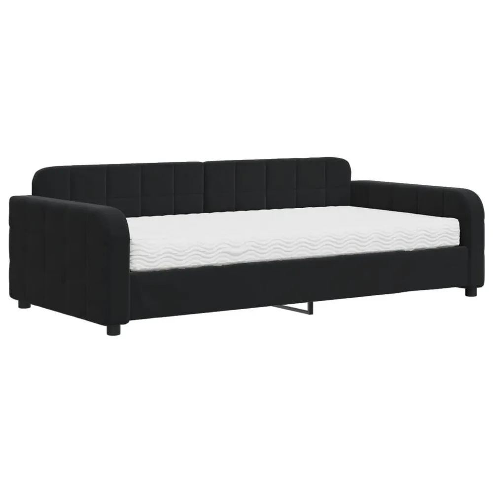 Slaapbank met matras 100x200 cm fluweel zwart