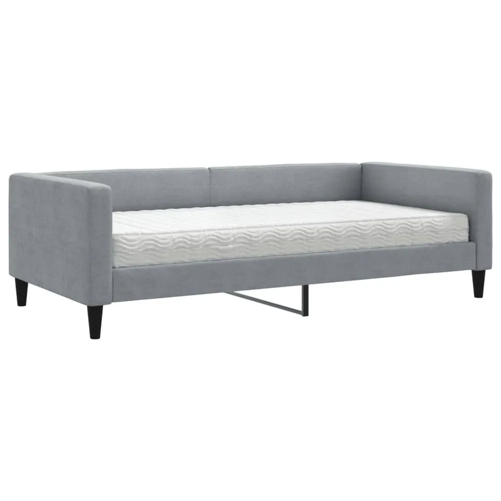 Slaapbank met matras 100x200 cm stof lichtgrijs