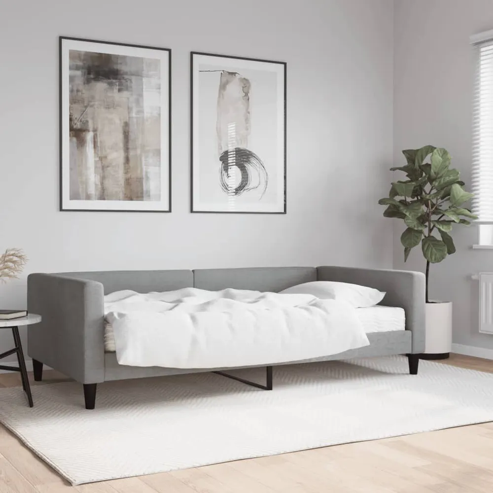 Slaapbank met matras 100x200 cm stof lichtgrijs
