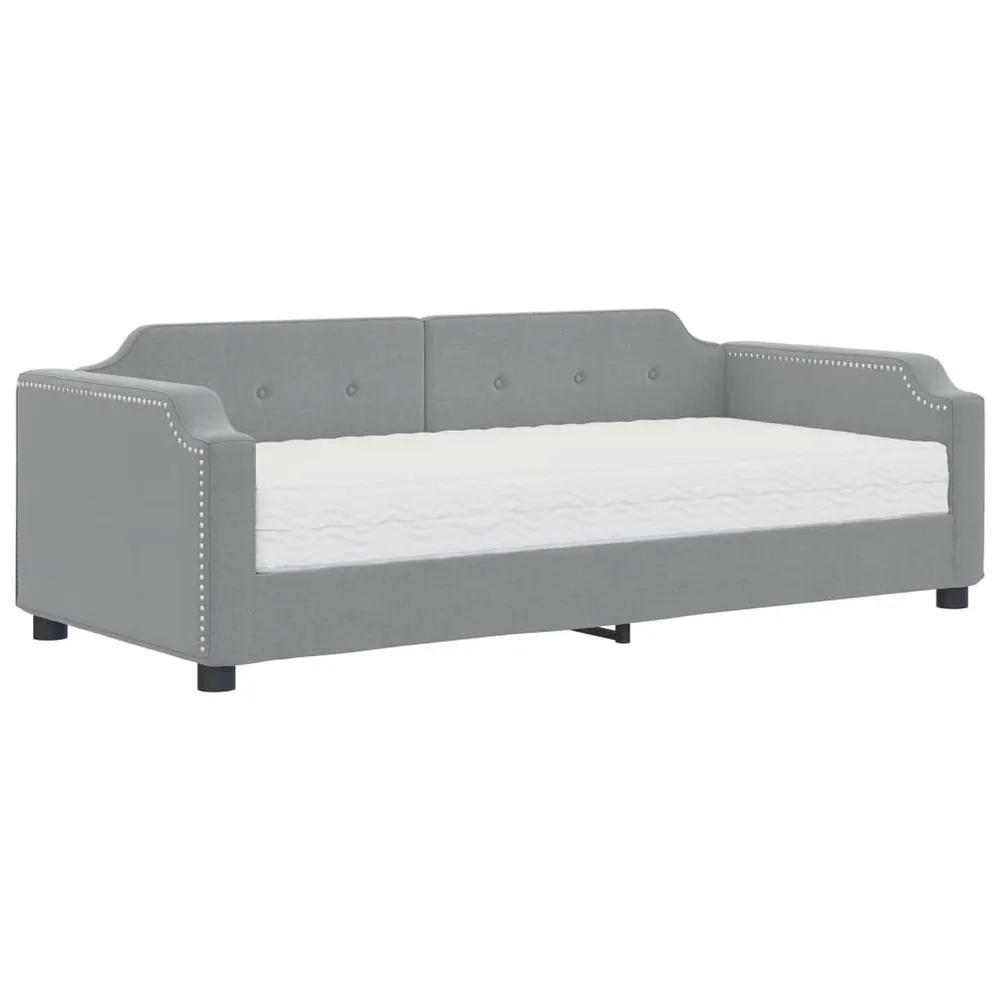 Slaapbank met matras 100x200 cm stof lichtgrijs