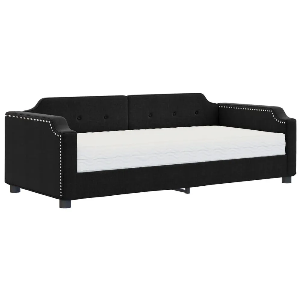 Slaapbank met matras 100x200 cm stof zwart