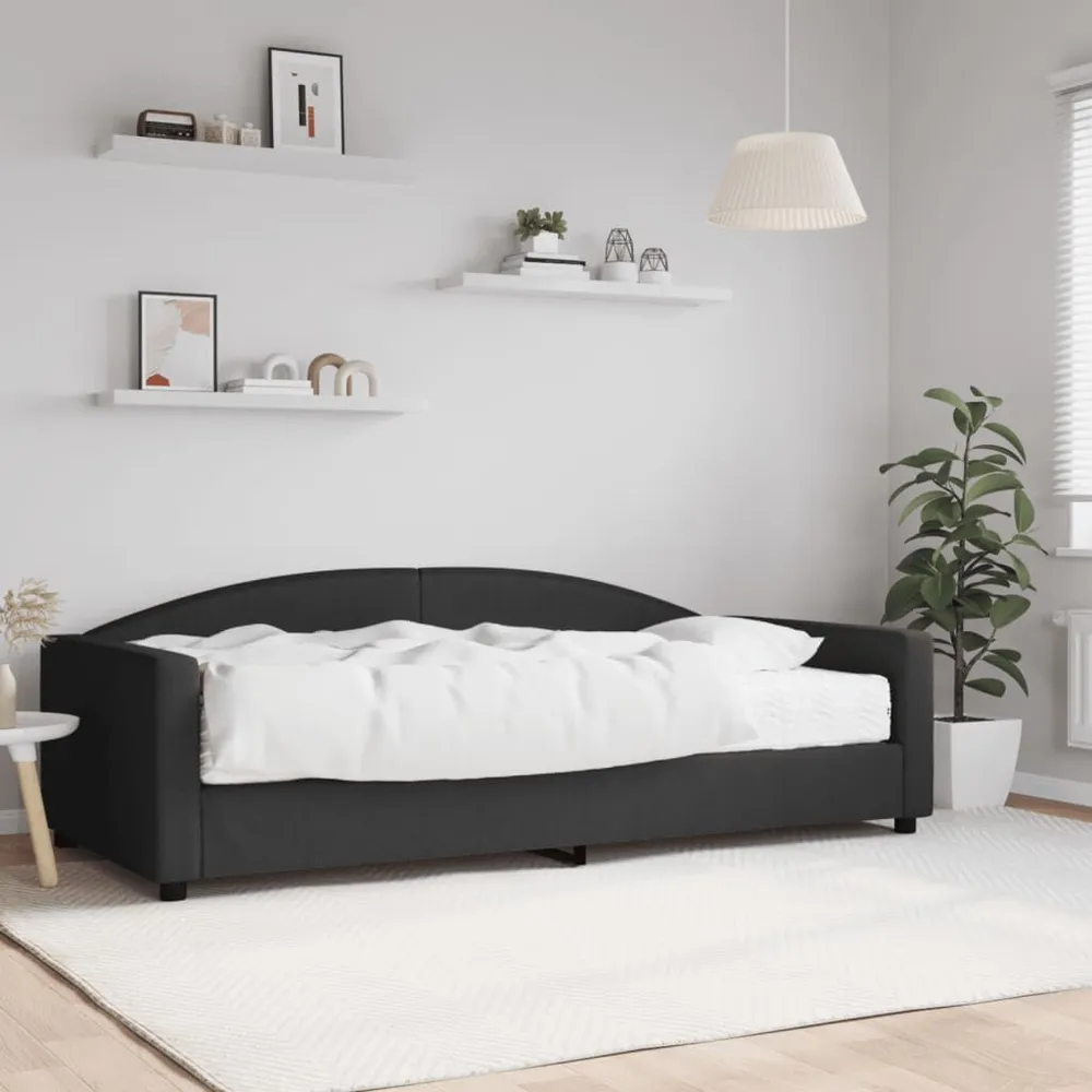 Slaapbank met matras 100x200 cm stof zwart