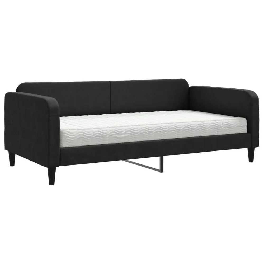 Slaapbank met matras 100x200 cm stof zwart