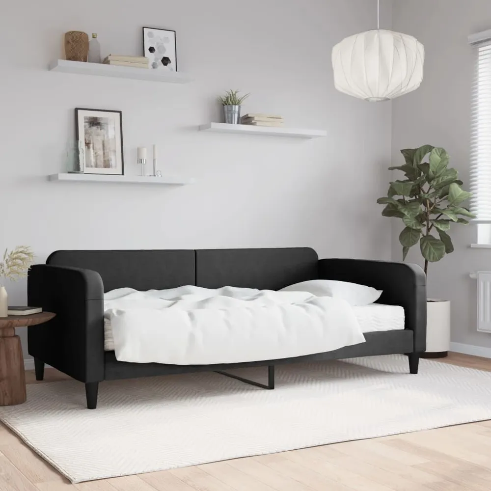 Slaapbank met matras 100x200 cm stof zwart