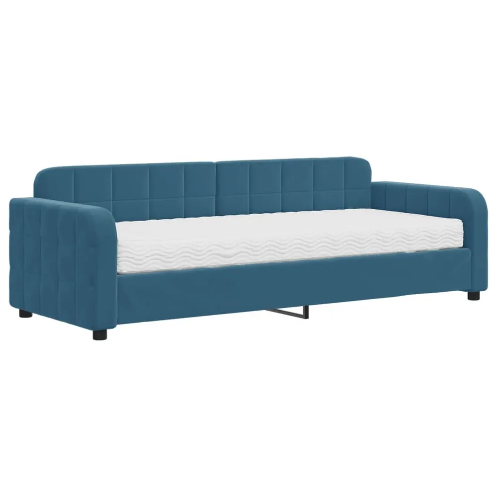 Slaapbank met matras 80x200 cm fluweel blauw