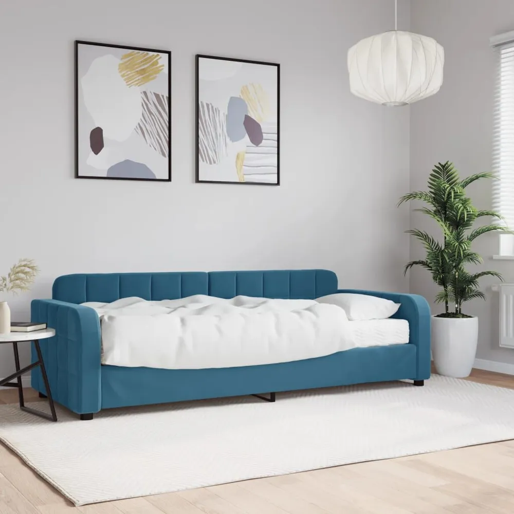 Slaapbank met matras 80x200 cm fluweel blauw
