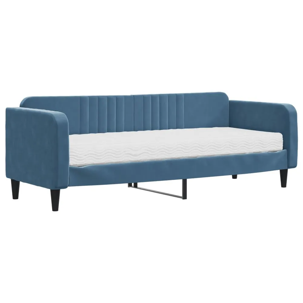 Slaapbank met matras 80x200 cm fluweel blauw