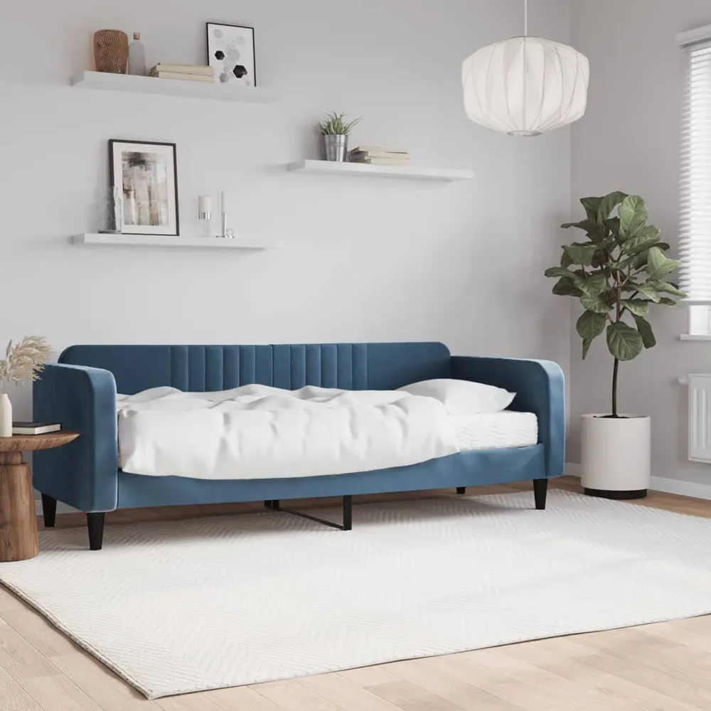 Slaapbank met matras 80x200 cm fluweel blauw