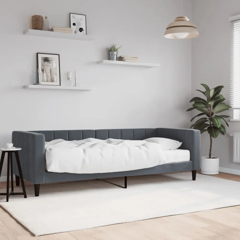 Slaapbank met matras 80x200 cm fluweel donkergrijs