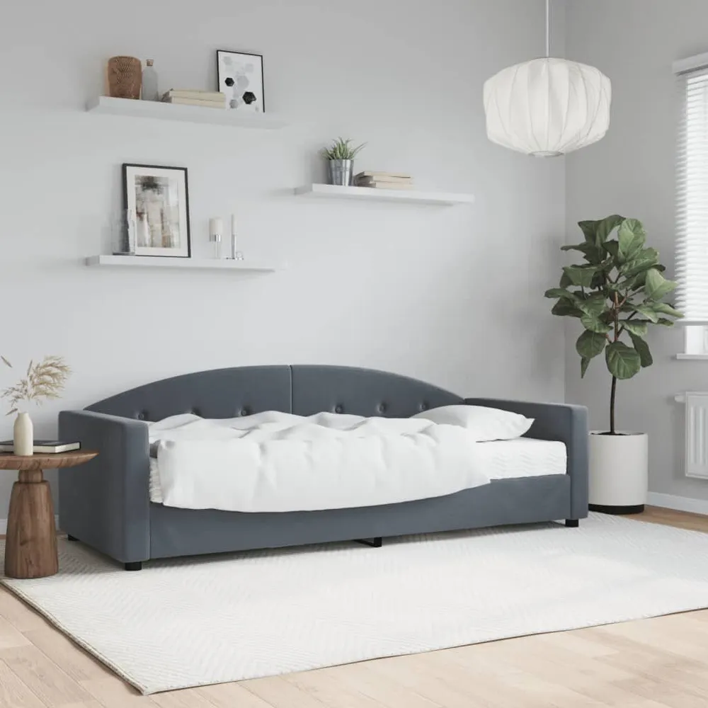 Slaapbank met matras 80x200 cm fluweel donkergrijs