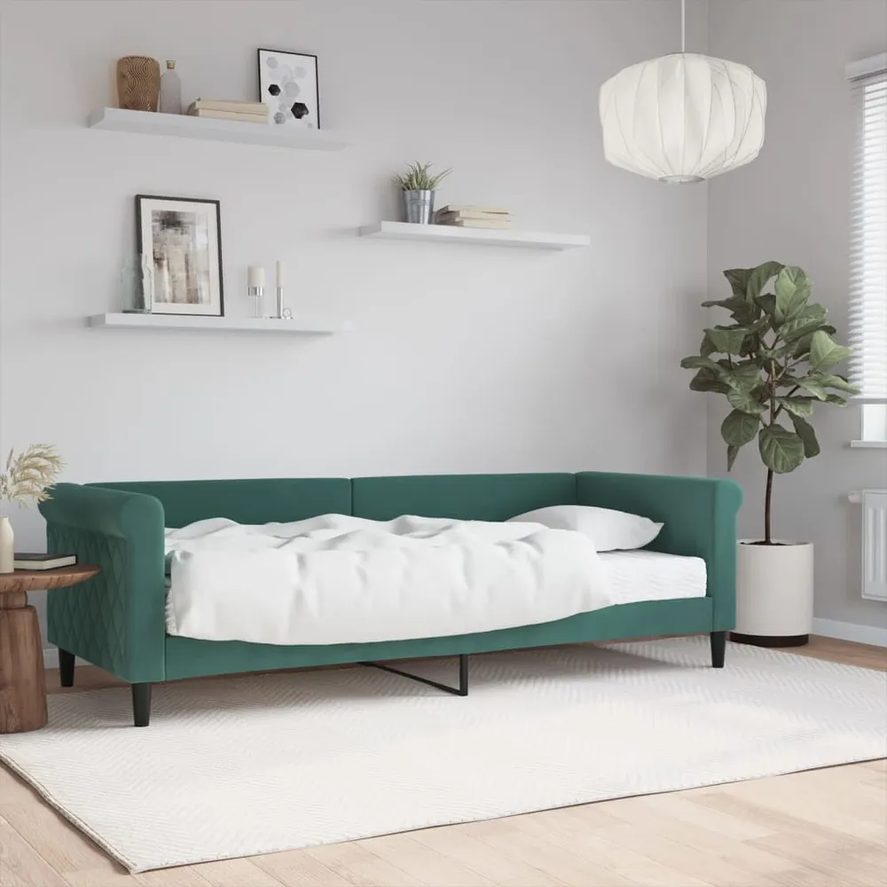 Slaapbank met matras 80x200 cm fluweel donkergroen