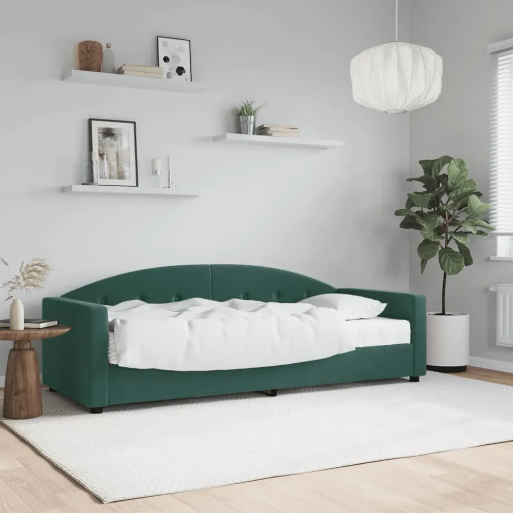 Slaapbank met matras 80x200 cm fluweel donkergroen