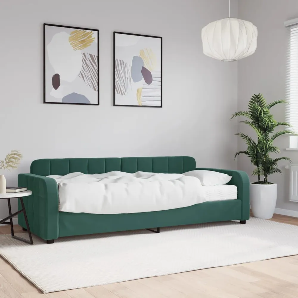 Slaapbank met matras 80x200 cm fluweel donkergroen