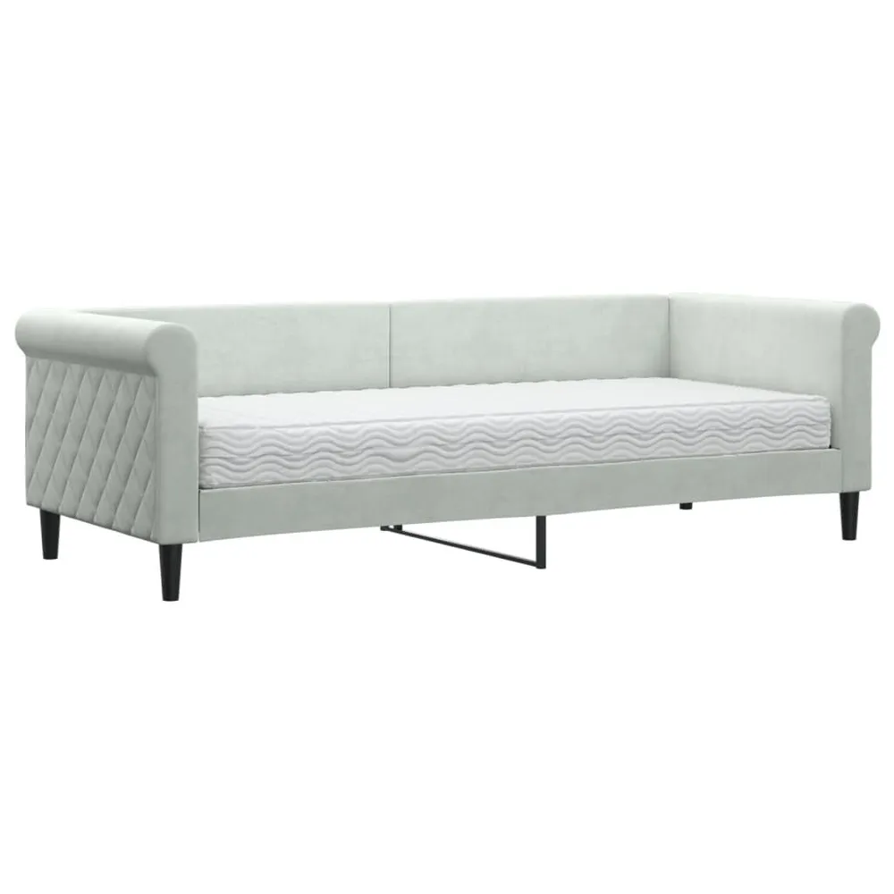Slaapbank met matras 80x200 cm fluweel lichtgrijs