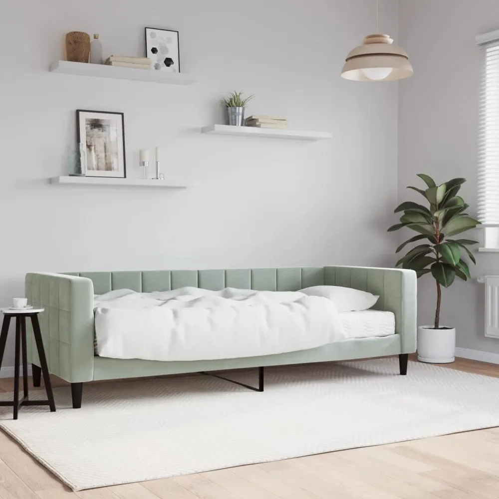 Slaapbank met matras 80x200 cm fluweel lichtgrijs