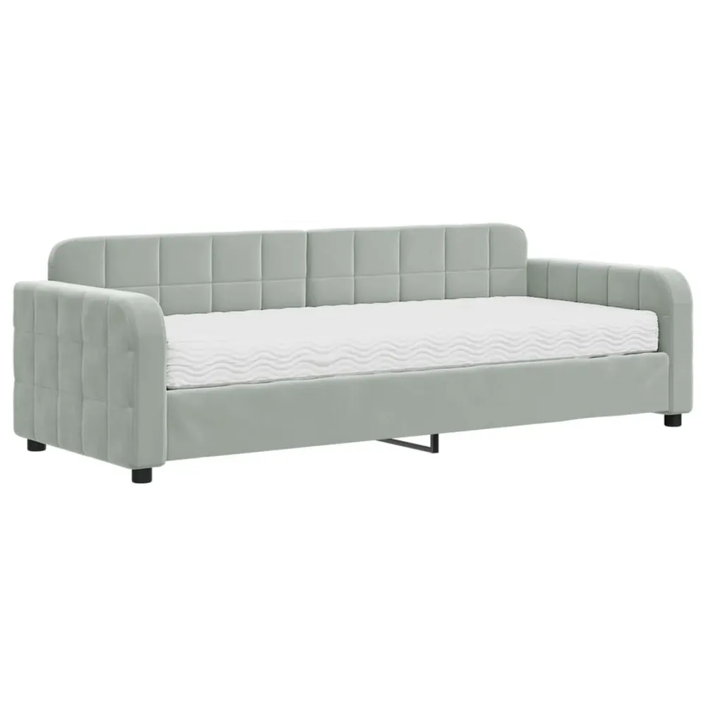 Slaapbank met matras 80x200 cm fluweel lichtgrijs