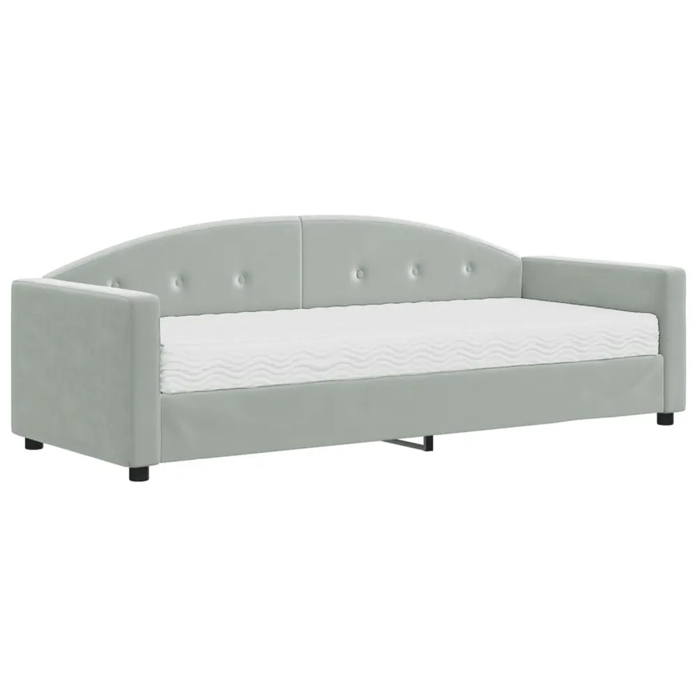 Slaapbank met matras 80x200 cm fluweel lichtgrijs