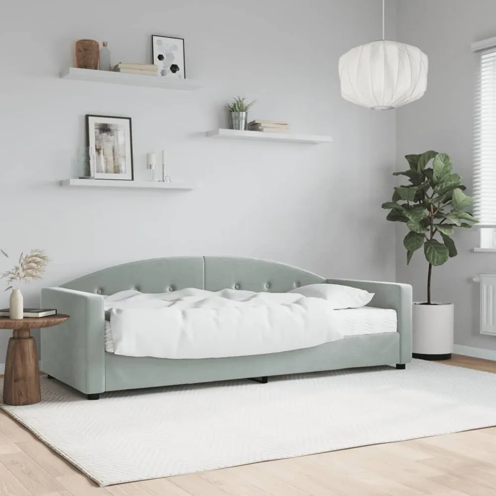 Slaapbank met matras 80x200 cm fluweel lichtgrijs