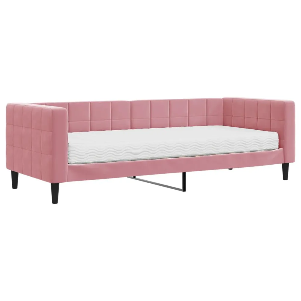Slaapbank met matras 80x200 cm fluweel roze Beige | Donkergrijs