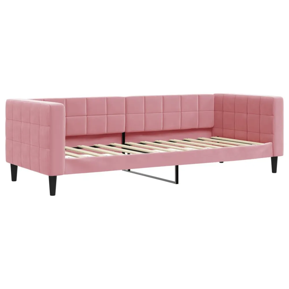 Slaapbank met matras 80x200 cm fluweel roze Beige | Donkergrijs
