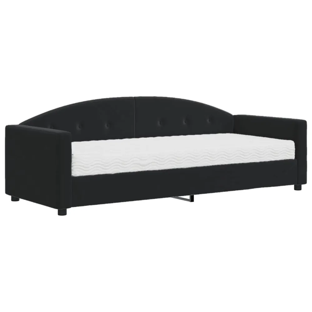 Slaapbank met matras 80x200 cm fluweel zwart