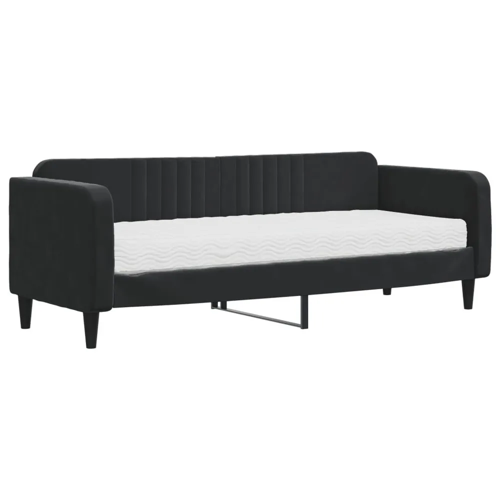 Slaapbank met matras 80x200 cm fluweel zwart