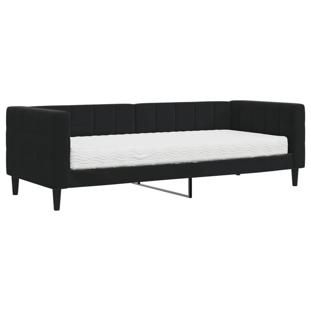 Slaapbank met matras 80x200 cm fluweel zwart