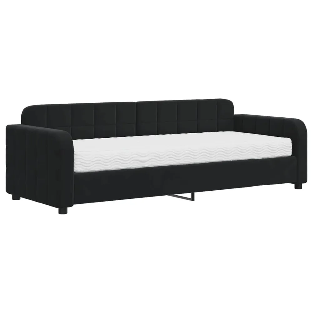 Slaapbank met matras 80x200 cm fluweel zwart