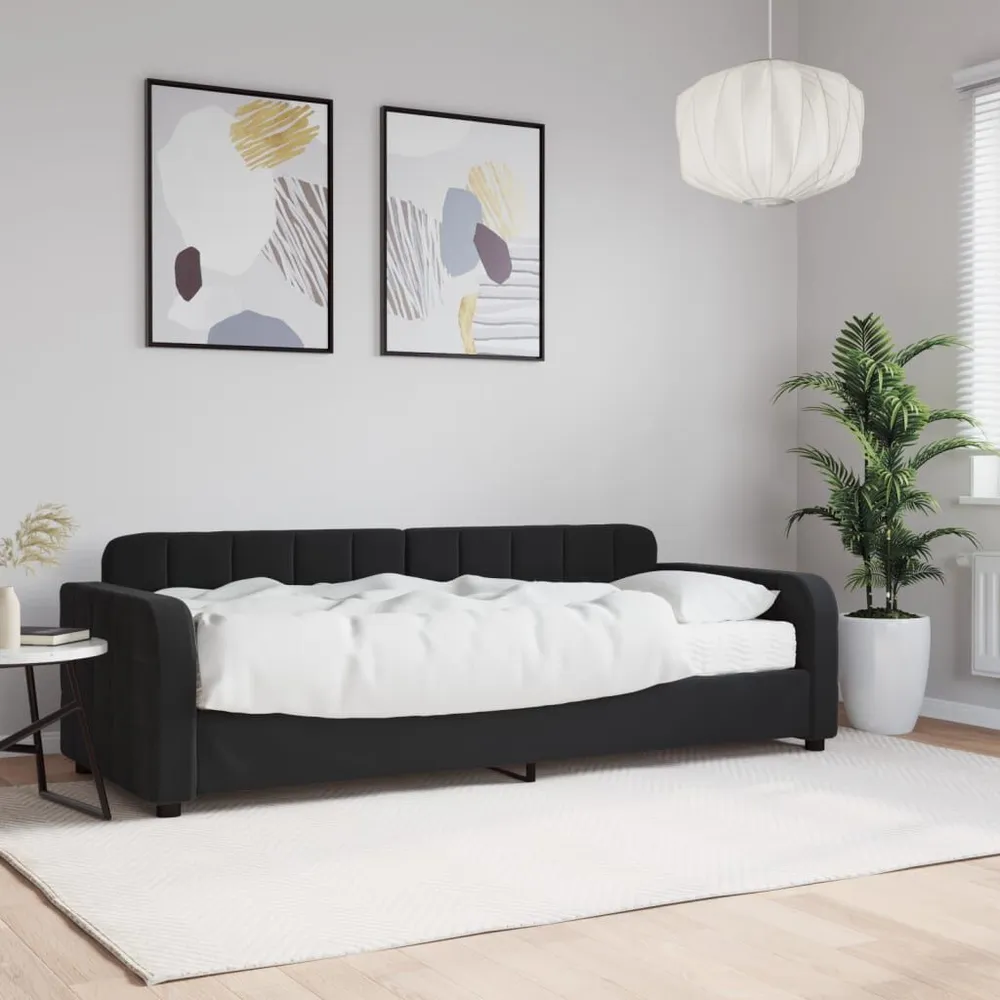 Slaapbank met matras 80x200 cm fluweel zwart