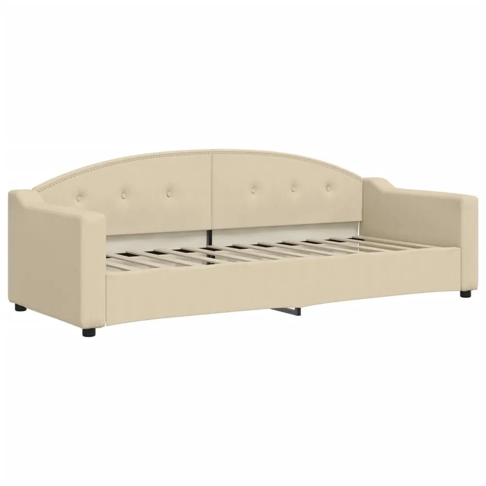 Slaapbank met matras 80x200 cm stof crèmekleurig met Geïntegreerde USB