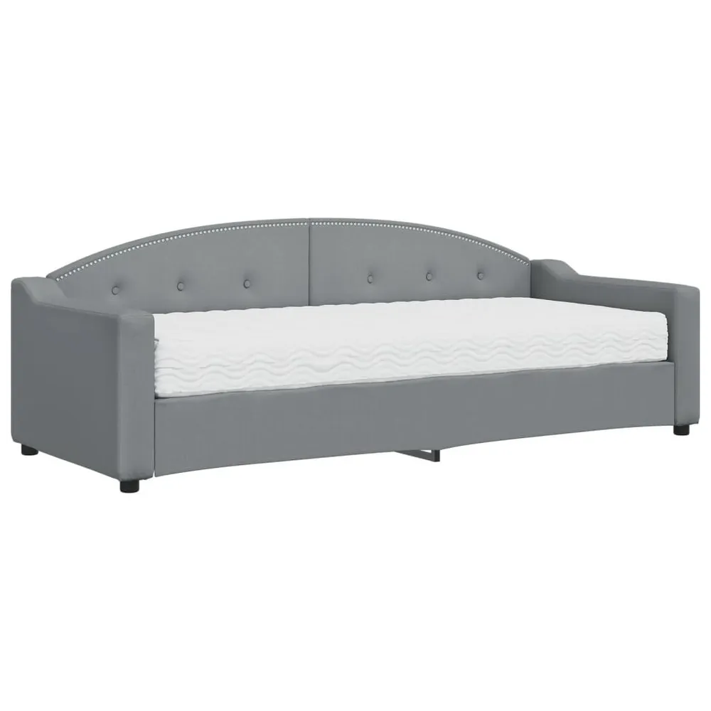 Slaapbank met matras 80x200 cm stof lichtgrijs