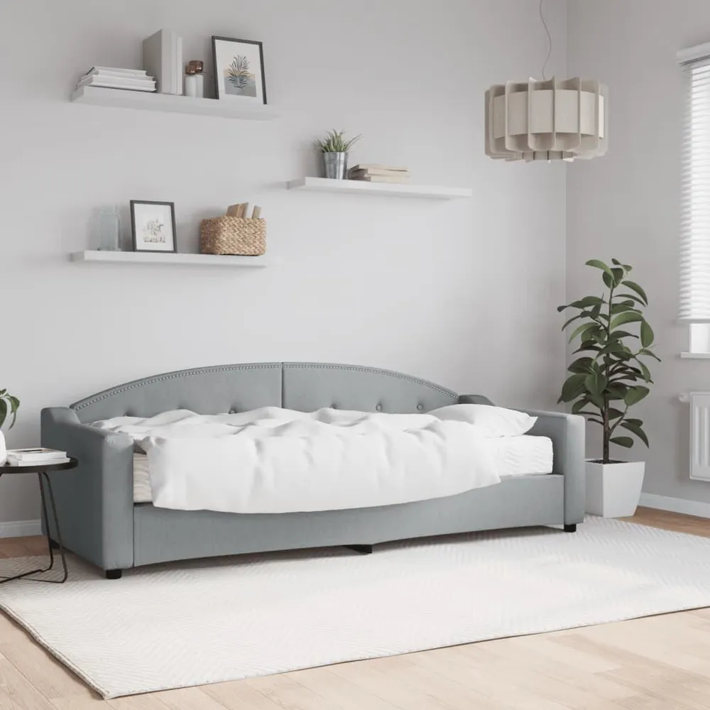 Slaapbank met matras 80x200 cm stof lichtgrijs