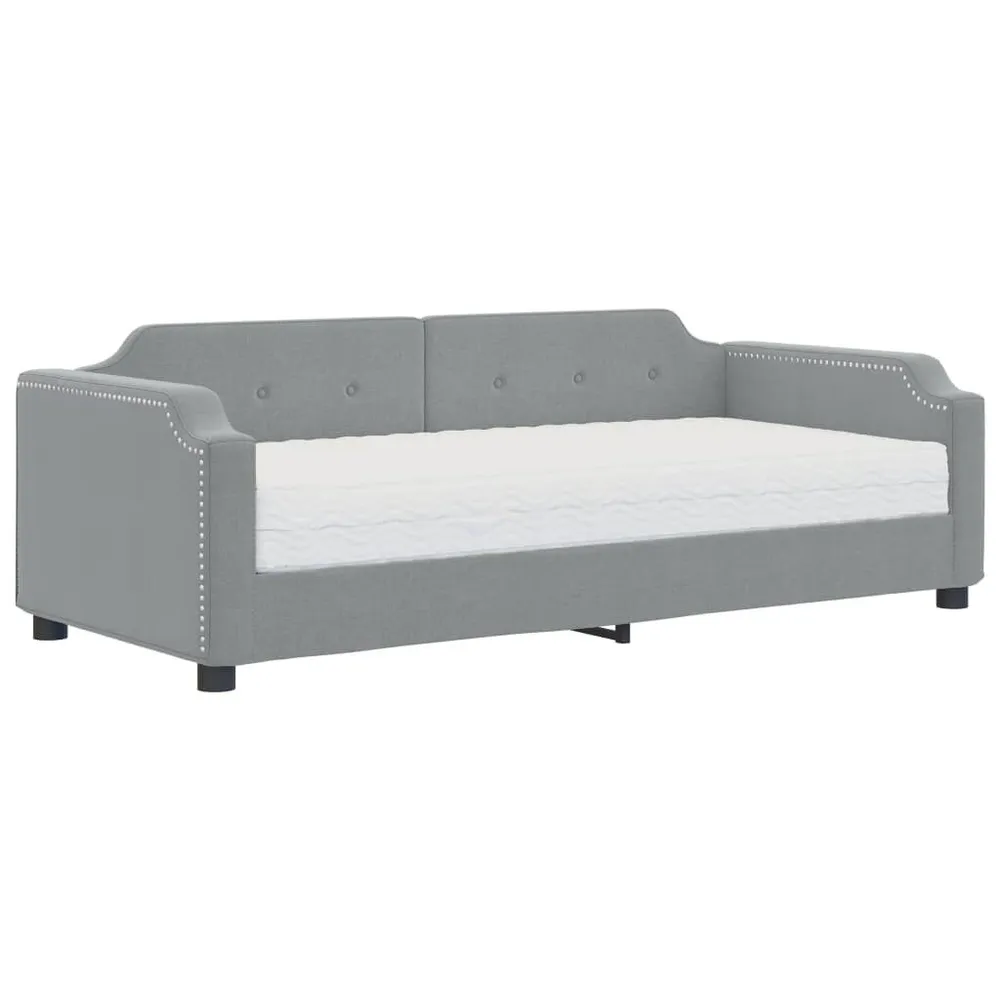Slaapbank met matras 90x190 cm stof lichtgrijs