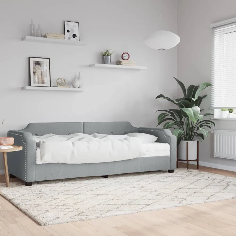 Slaapbank met matras 90x190 cm stof lichtgrijs
