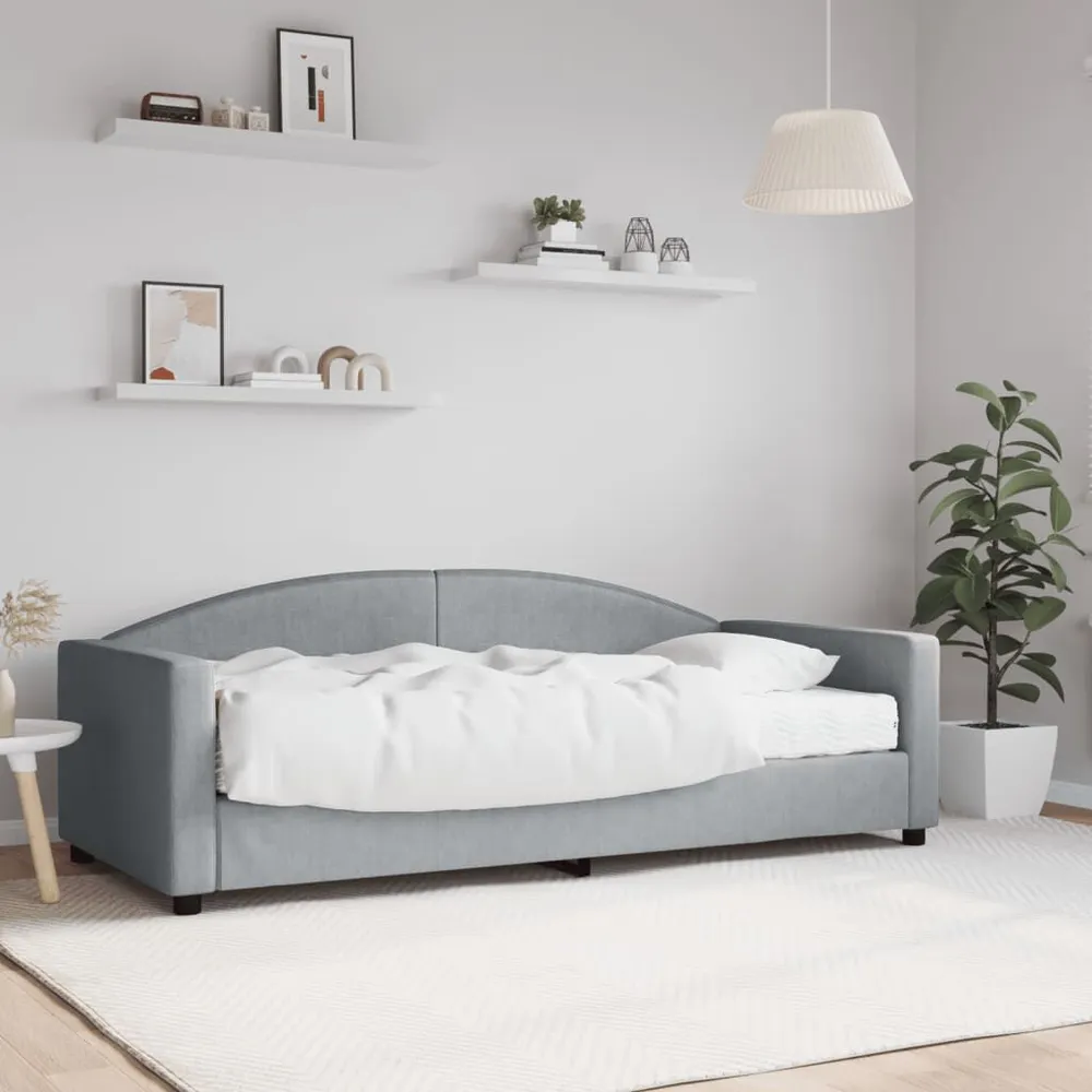 Slaapbank met matras 90x190 cm stof lichtgrijs