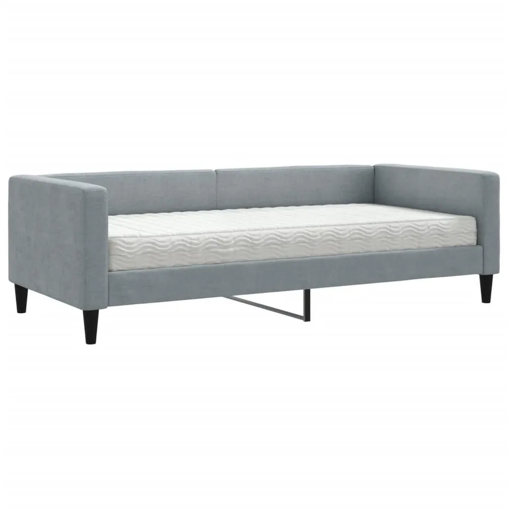 Slaapbank met matras 90x190 cm stof lichtgrijs