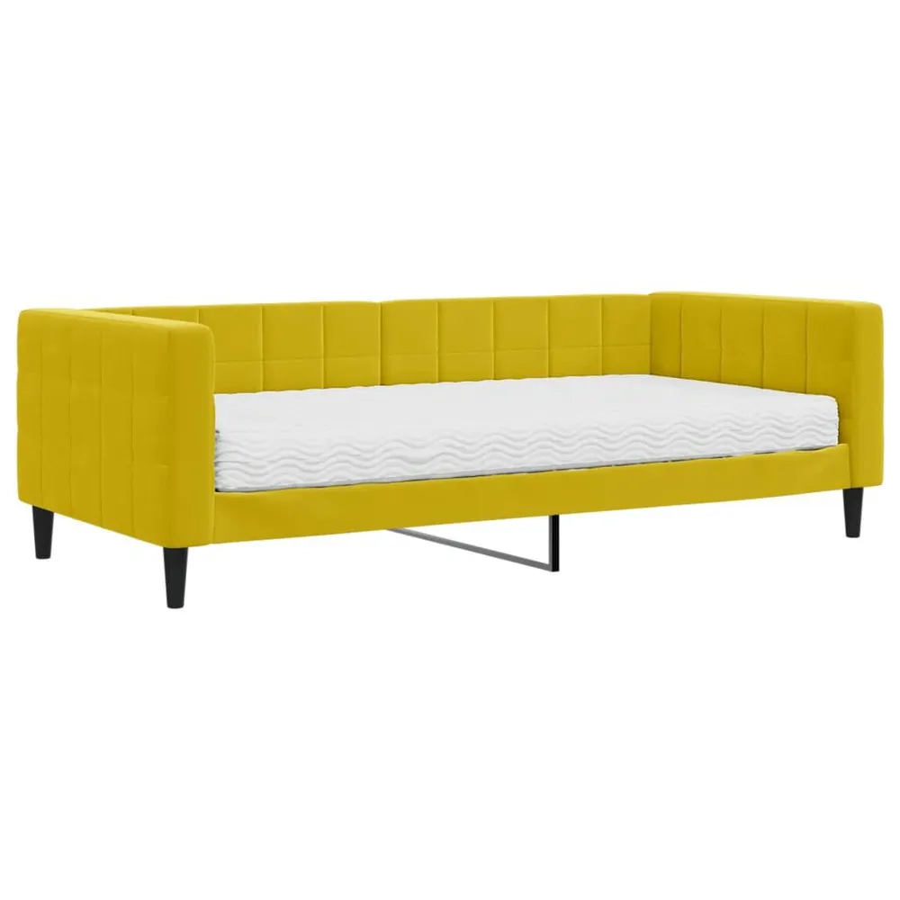 Slaapbank met matras 90x200 cm fluweel geel