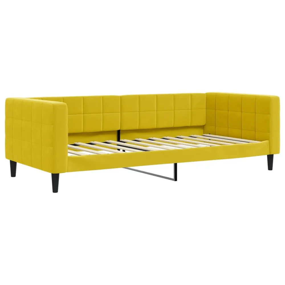Slaapbank met matras 90x200 cm fluweel geel